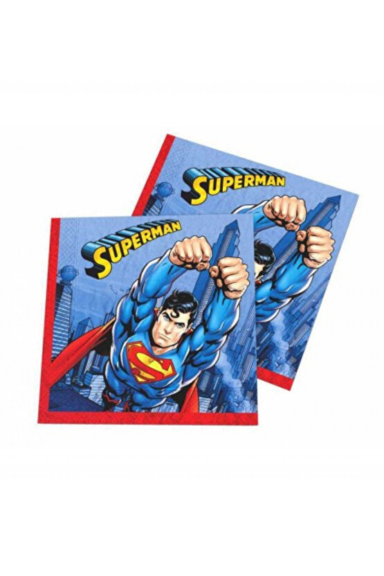Superman Kağıt Peçete 16 Adet Superman Konsept Doğum Günü Parti Malzemeleri