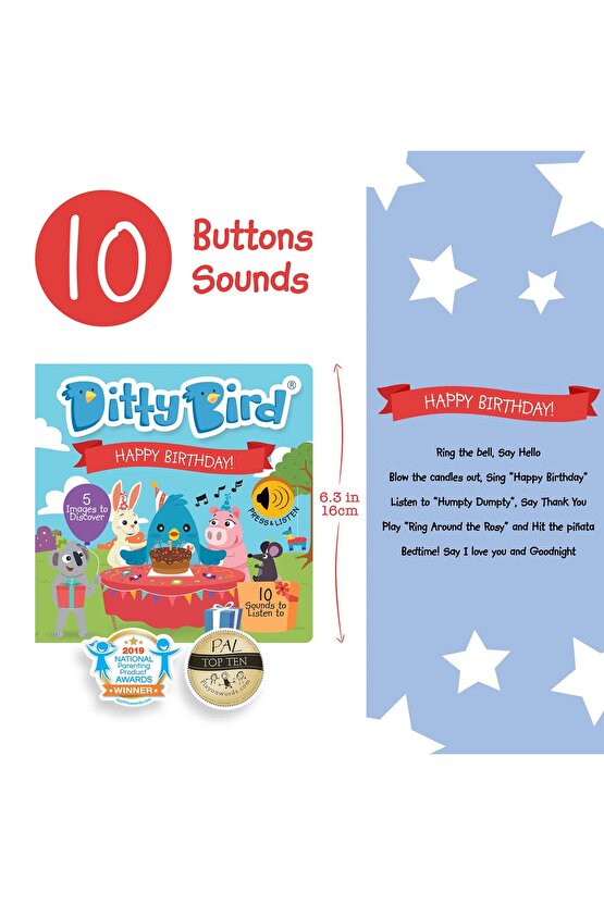 Ditty Bird: Hapy Birthday | 0-3 Yaş Çocuklar Için Ingilizce Sesli Kitap - Doğum Günü Şarkıları
