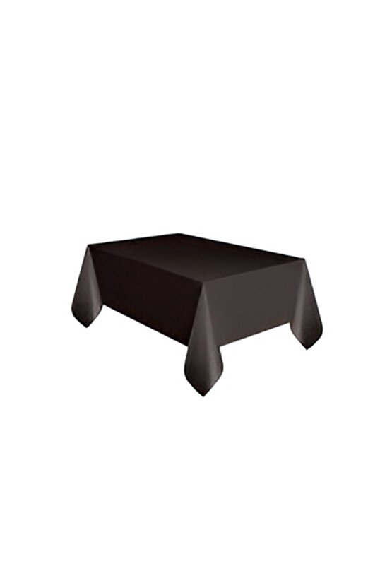 Masa Örtüsü ve Masa Eteği Set Plastik Siyah Renk Masa Örtüsü Kırmızı Renk Metalize Masa Eteği Set