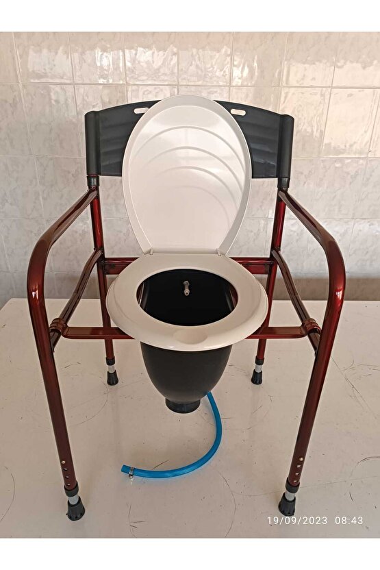Taharet Musluklu Engelli Yaşlı Hasta Tuvalet Sandalyesi Seyyar Katlanır Klozetli Wc Tuvalet Yükselti