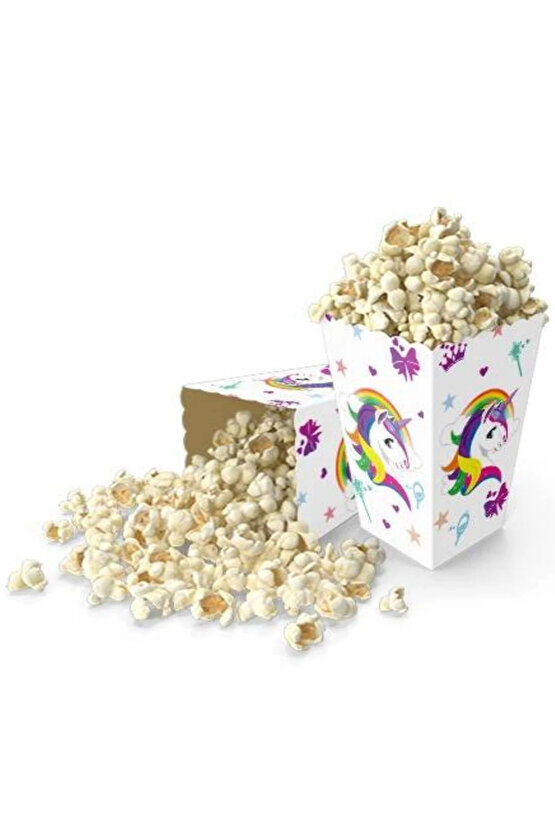 Unicorn Mısır Kutusu 8 Adet Unicorn Konsept Popcorn Kutusu Doğum Günü Parti Malzemeleri