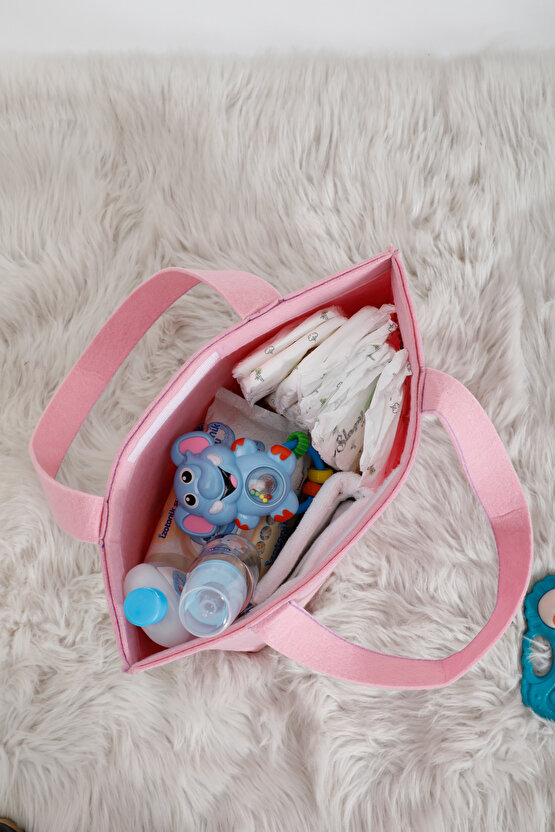 Keçe Anne Bebek Bakım Çantası Organizer Taşınabilir Düzenleyici Çanta