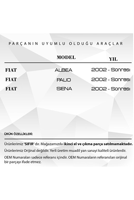 Fiat Albea - Palio Cam Düğme Kapak Zd-ek-fı-0267 Tüm Kapılar Için Uyumlu