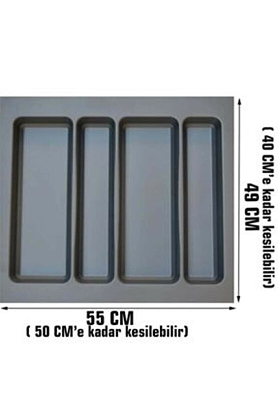 55x49 Cm Antrasit Mikro Kabartma Desenli Kepçelik 4 Bölmeli - 50x40 Cme Kadar Kesilebilir.