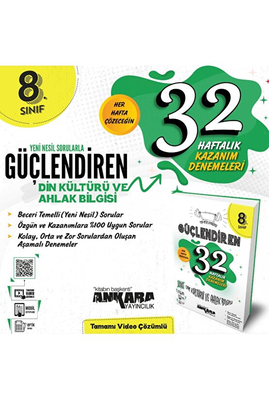 8. Sınıf Güçlendiren Din Kültürü Ve Ahlak Bilgisi 32 Haftalık Kazanım Denemesi