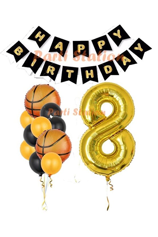 Basketbol Konsept 8 Yaş Balon Set Basketbol Tema Doğum Günü Balon Seti