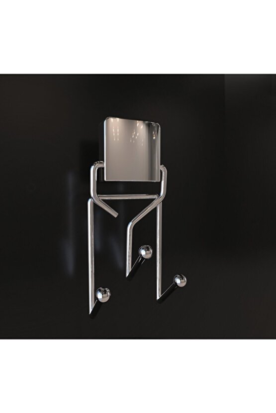 Dekoratif Yapıştırmalı Banyo Mutfak Metal Üç Kancalı Havluluk Askı Krom Vidasız Pratik Montaj Dc4773
