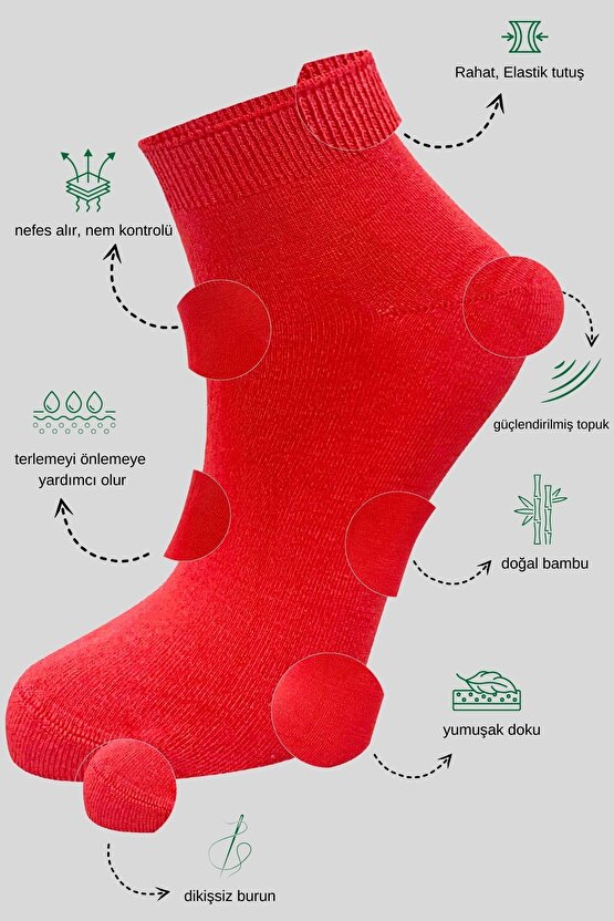 Kadın Kaliteli Bambu Patik Çorap (5 ADET) Dikişsiz Görünmez Parfümlü Kısa Model Çorap