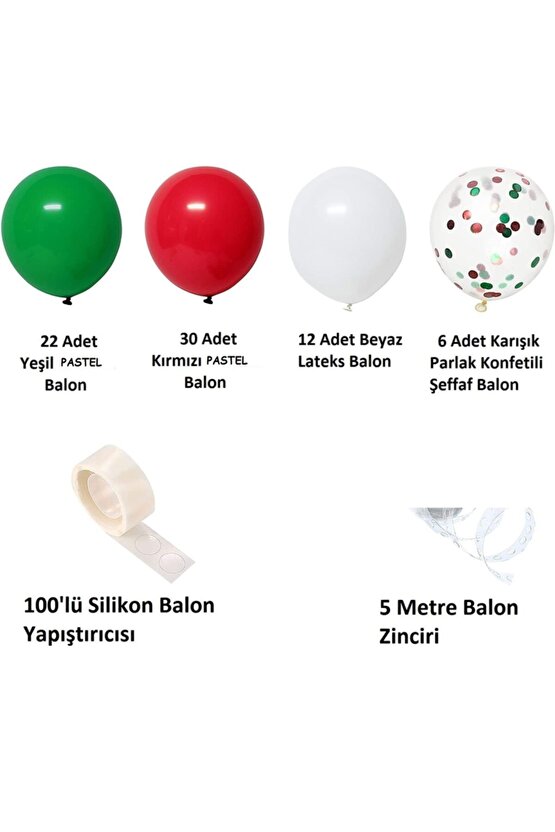 Yılbaşı Yeni Yıl Balon Zincir Seti 5 Metre 72 Parça