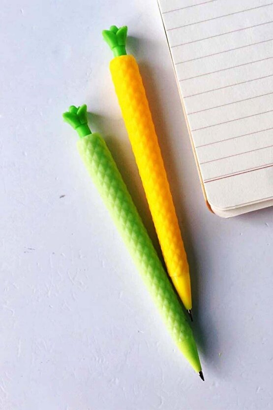 I Love Dıy Mottolu 6lı Mini Fosforlu Kalem Ve Ananas Tasarımlı 0.7 Uçlu Versatil Kalem Seti F.k