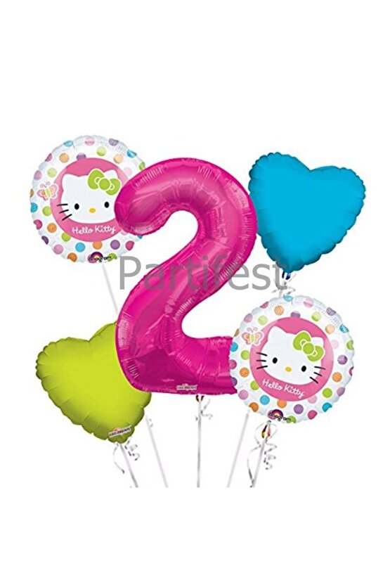 Hello Kitty Balon Set Hello Kitty Folyo Balon Set Konsept Doğum Günü Set 2 Yaş Balon