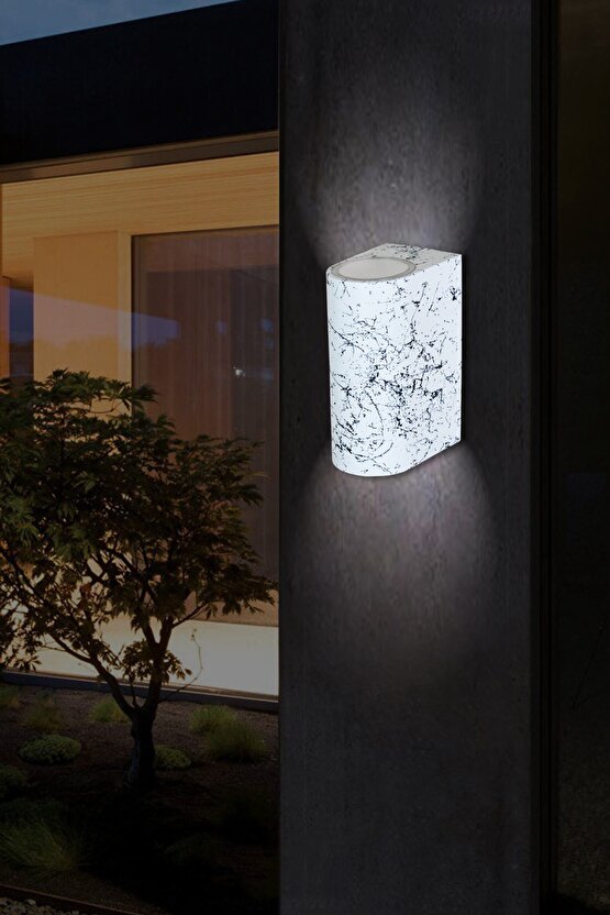 Mermer Desen Beyaz Işık Dekoratif Çift Yönlü Iç Dış Mekan Aplik