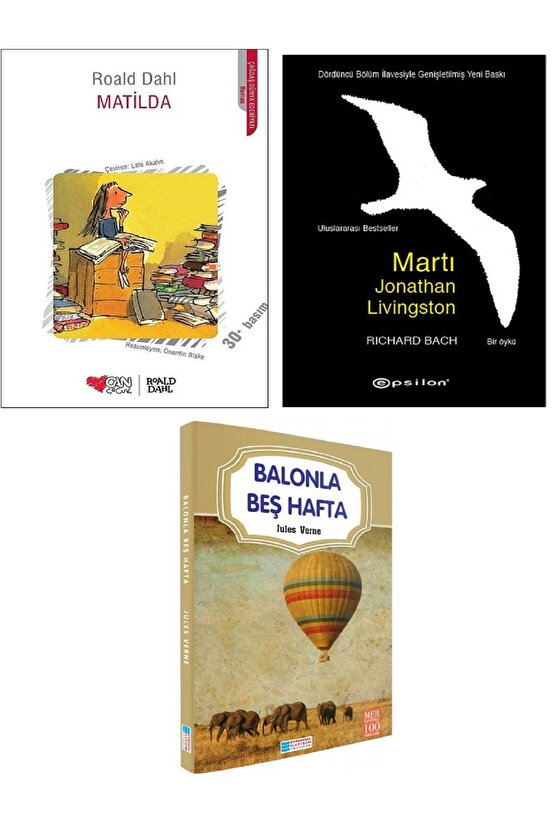 Evrensel Balonla Beş Hafta - Roald Dahl MATİLDA - Martı Jonathan Livingston 3 Kitap