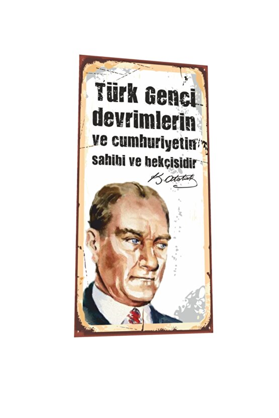 Mustafa Kemal Atatürk Sözleri Mini Retro Ahşap Poster-2