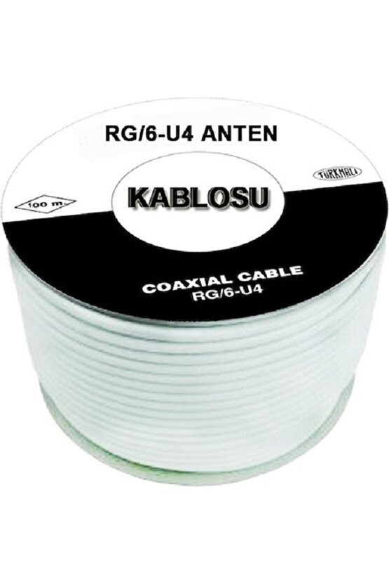 100 Metre Beyaz Renk Rg6-u4 Uydu Anten Kablosu Türk Malı