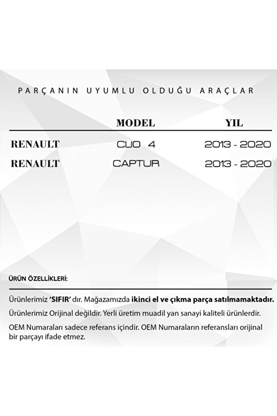 Renault Clio 4, Captur Için Cam Açma Düğme Kapağı