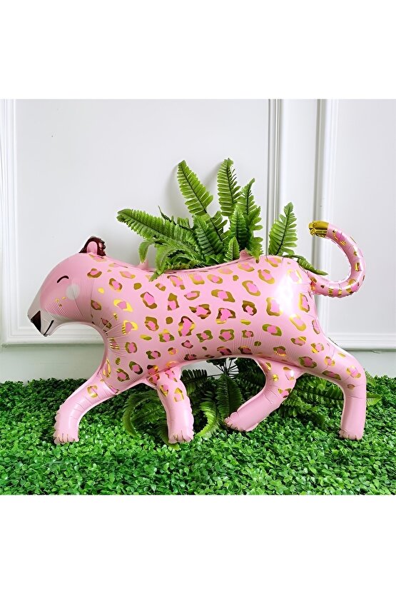 Pembe Leopar Balon 100 cm Parti Konsept Doğum Günü Balon Set Jungle Leopar Kaplan Balon