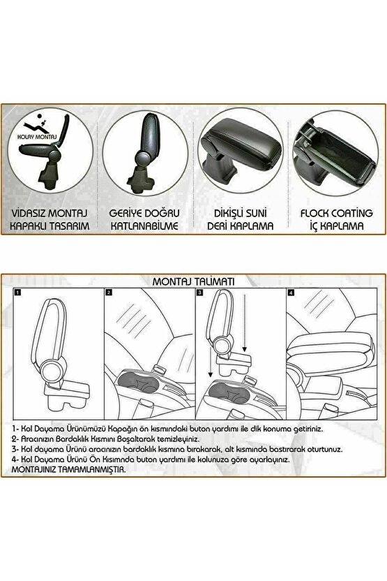 Vw Bora Kol Dayama Kolçak Vidasız Orta Konsol