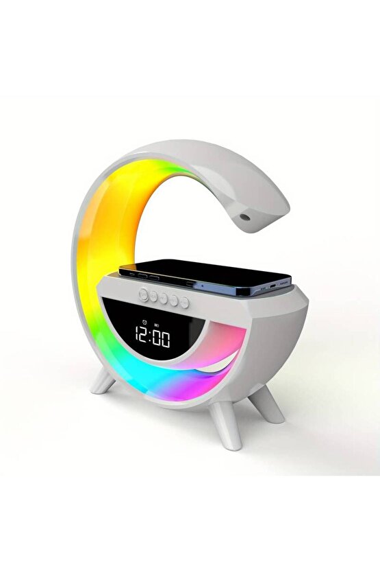 BLUETOOTH G HOPARLÖR RGB LED IŞIKLI SPEAKER ALARM SAAT FM RADYO AUX USB SD KART WİRELESS ŞARJ