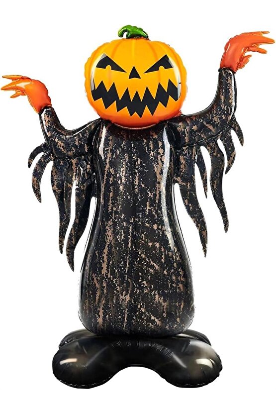 Halloween Cadılar Bayramı Ayaklı Balkabağı Balon 115 cm Halloween Balkabağı Ayakta Duran Folyo Balon