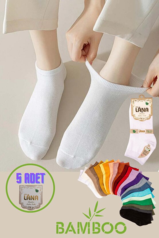 Kadın Kaliteli Bambu Patik Çorap (5 ADET  ÇİFT) Dikişsiz Parfümlü Kısa Model Hassas Çorabı