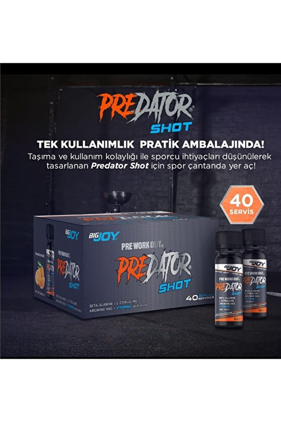 Predator Pre-workout 20 Li Shot Portakal 20×60ml Preworkout Güç Ve Aminoasit