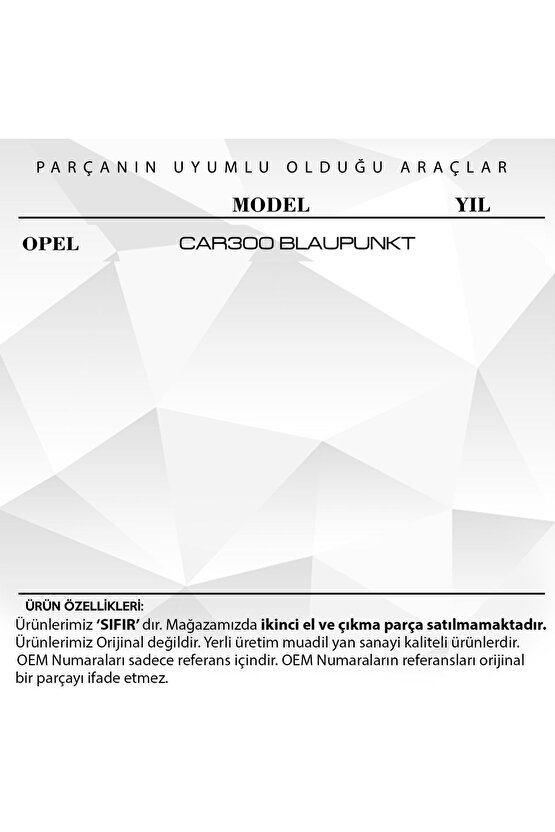 Opel Blaupunkt Car300 Için Radyo Düğmesi