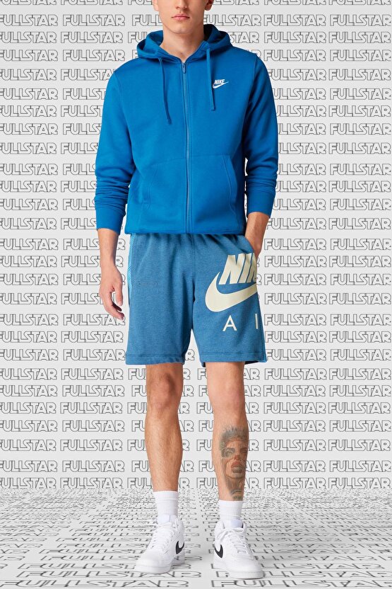 Sportswear Air French Terry Short Kalın Pamuklu Refletörlü Erkek Şort Mavi