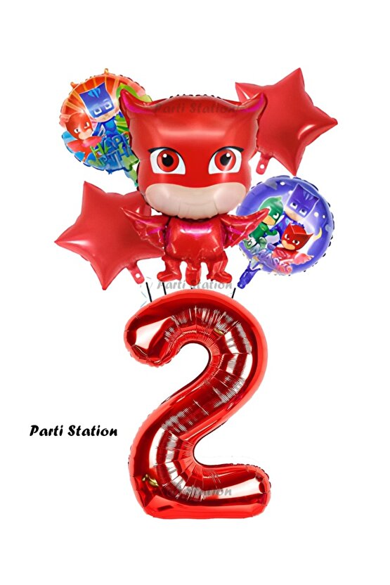 PjMasks Baykuş Kız 2 Yaş Konsept Doğum Günü Balon Set Pijamaskeliler Baykuş Kız Tema Parti Balon Set