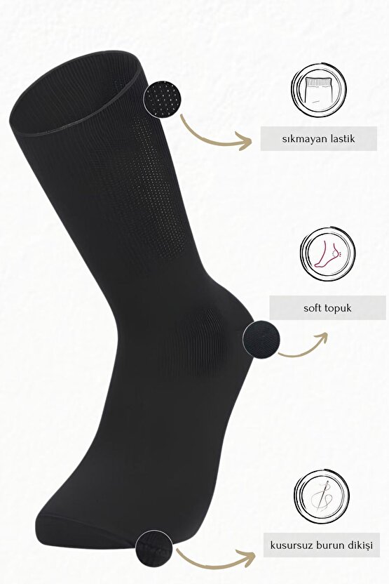 Premium Busines (3 ÇİFT KUTULU) Klasik Uzun Boy Mevsimlik Dikişsiz Erkek Bambu Soket Çorap