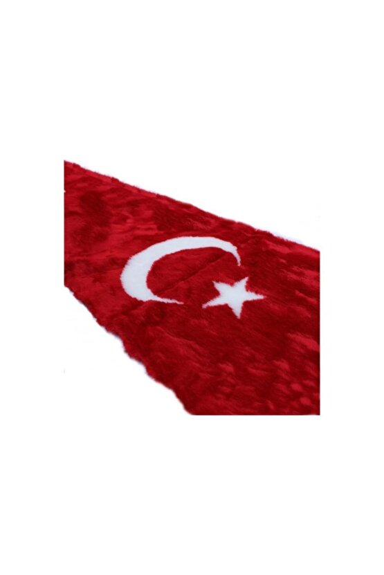 Peluş Ay Yıldız Türk Bayrağı Torpido Halısı 150x50