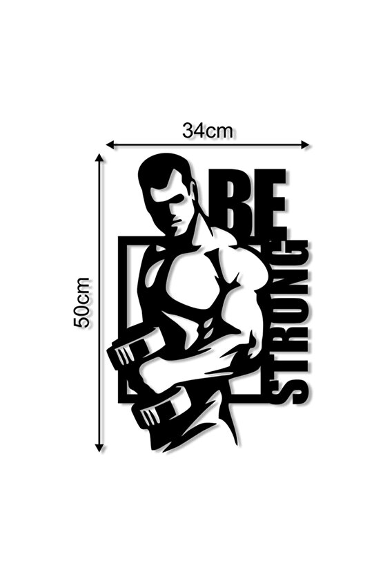 50x34 Fitness Spor Body Building Dekor Tablo Mdf Ahşap Lazer Kesim Duvar Panosu Siyah 3mm