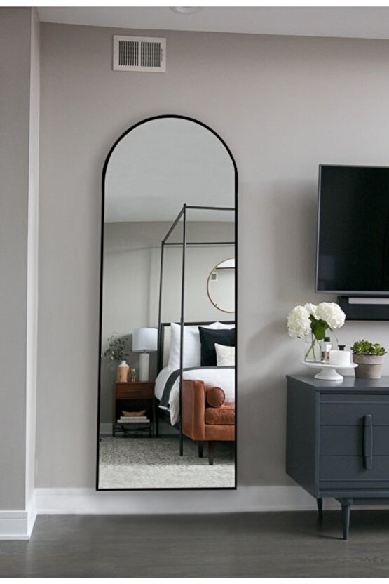 Dekoratif Oval Boy Aynası Siyah 180 X 60 cm