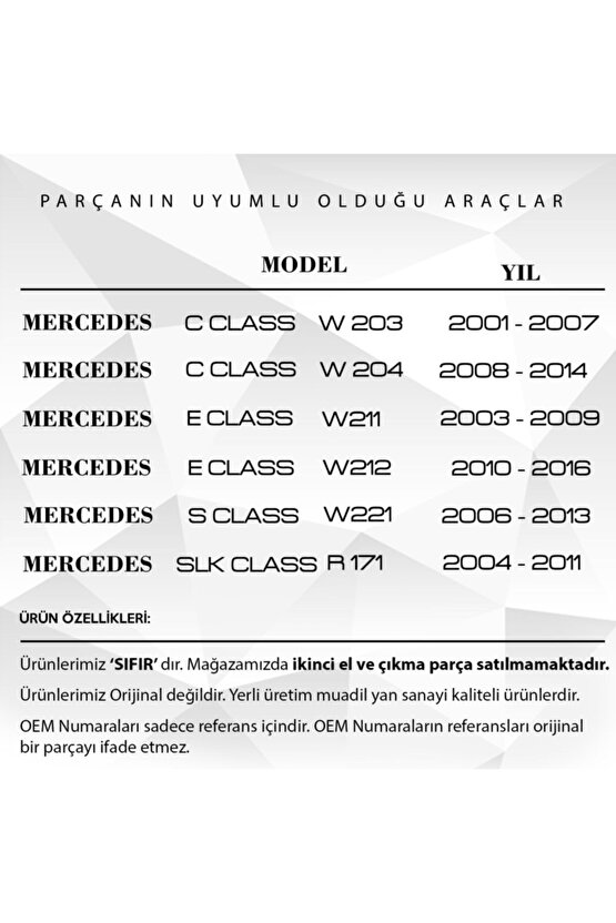 Mercedes C Class W203 Için Emme Manifoldu Tamir Parçası ( 2 Adet) Uyumlu