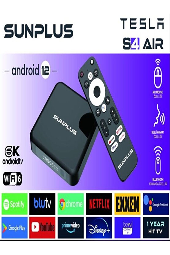tesla S4 AIR wifi 6 4gb-ram 32gb hafıza android 12 tv box