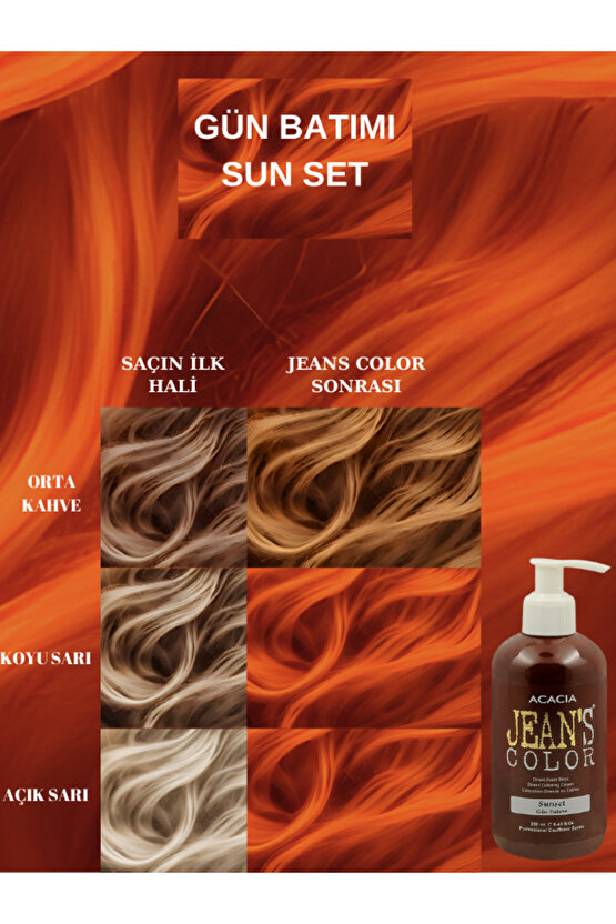 Jeans Color Gün Batımı 250ml. Sun Set Amonyaksız Balyaj Renkli Saç Boyası