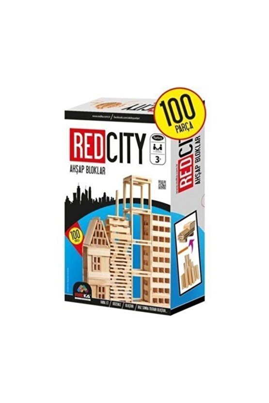 Red City Ahşap Bloklar 100 Parça