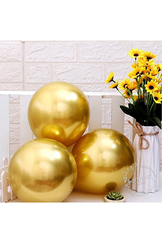 Gold Krom Balon Parlak Altın Renk Balon Yüksek Kaliteli Mirror Aynalı Balon 30cm (10 Adet)