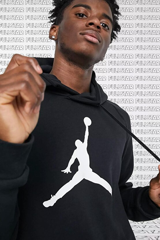 Jordan Jumpman Big Logo Fleece Unisex Sweatshirt Kapüşonlu Sweatshirt Siyah