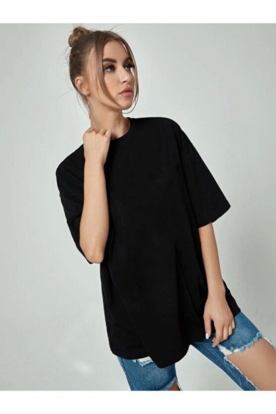 Oversize Unisex Siyah Tshirt