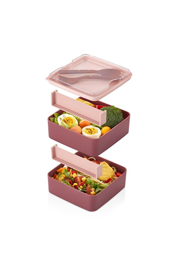 2 Katlı Kare Lunchbox Yemek Saklama Kabı Beslenme Kutusu Seti-sporcu Öğrenci Fitness Okul Işyeri