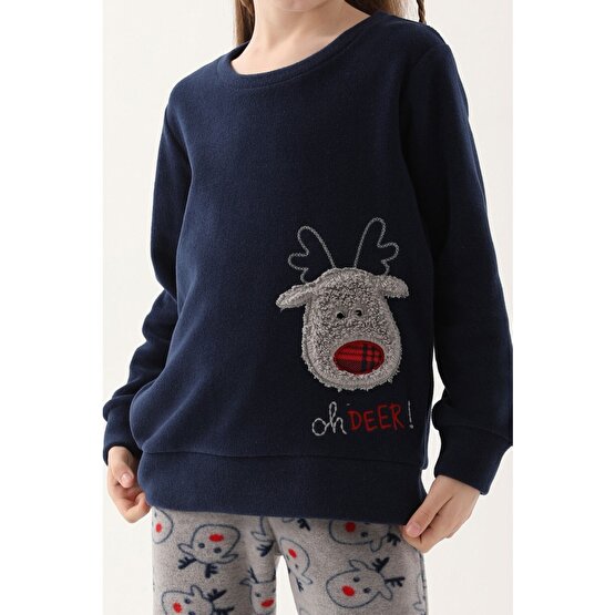 Arnetta Oh Deer Lacivert Kız Çocuk Uzun Kol Pijama Takım