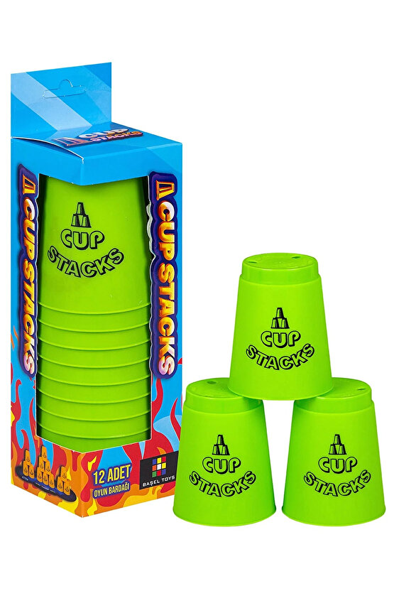 Speed Cup Stacks Yeşil - Lisanslı Bardak Denge Oyunu - Bardak Oyunu - Hızlı Bardaklar