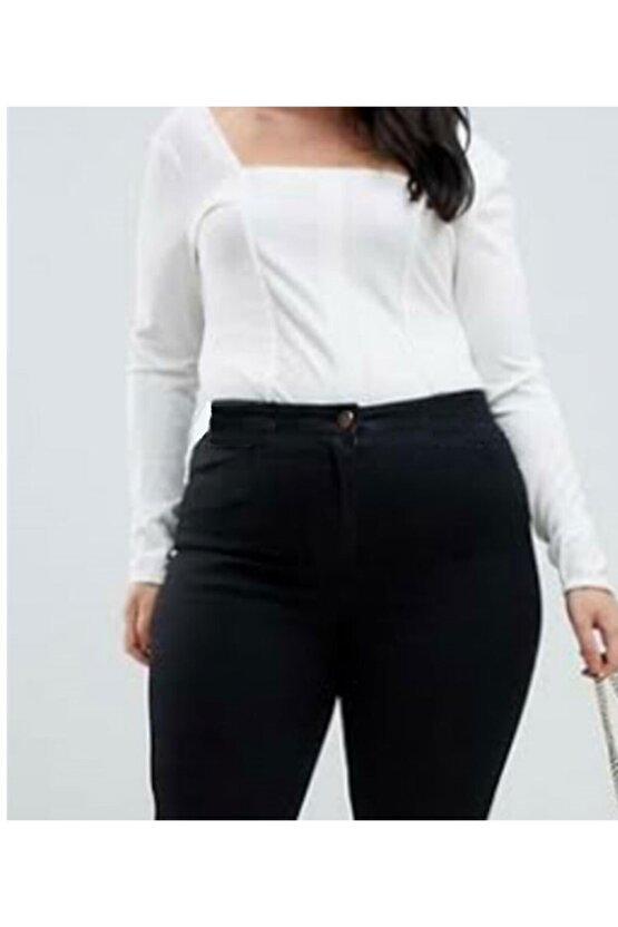 Kadın Siyah Yüksek Bel Dar Paça Kot Pantolon