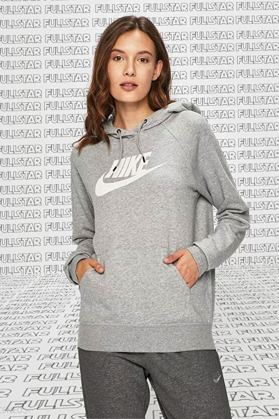 Sportswear Futura Essential Fleece Hoodie Kapüşonlu Gri Kadın Sweatshirt