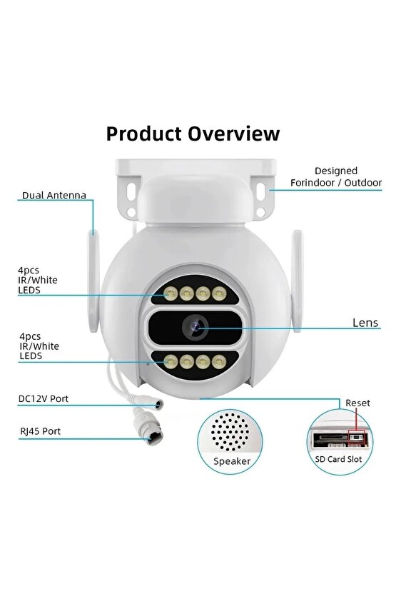 4MP GECE GÖRÜŞLÜ HD SPEED DOOM KAMERA WİFİ İOS ANDROİD DESTEKLİ SU GEÇİRMEZ GÜVENLİK KAMERASI