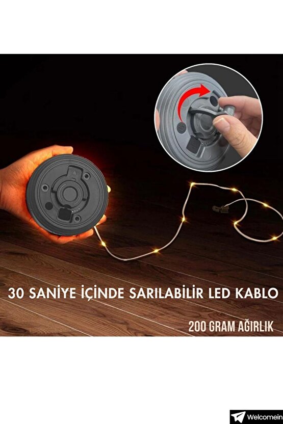 10 Metre  Şeffaf LED Top Şarjlı Sarılabilir Renkli Çok Modlu Çok İşlevli ve Dekoratif Kamp Lambası