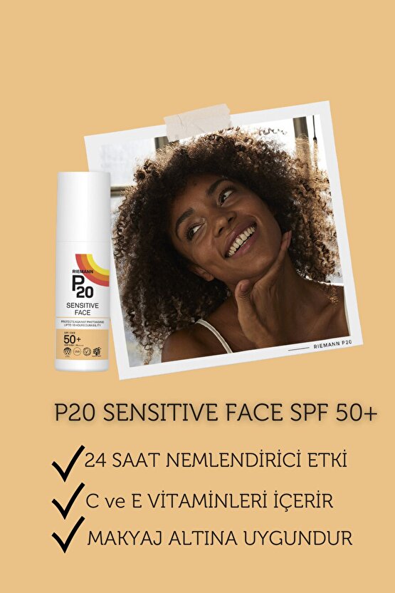 P20 Hassas Yüz SPF50+ Koruyucu Güneş Krem - 50 gr