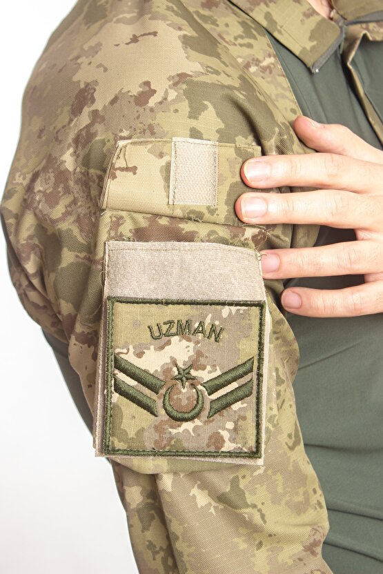 Kara Kuvvetleri Cepli Uzun Kollu Kamuflaj Renkli Taktik Combat T-shirt