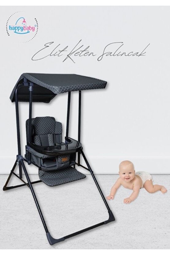 Elit Keten Salıncak - Kademeli -mama Tablalı - Mama Sandalyesi - Çocuk  Bebek Salıncağı